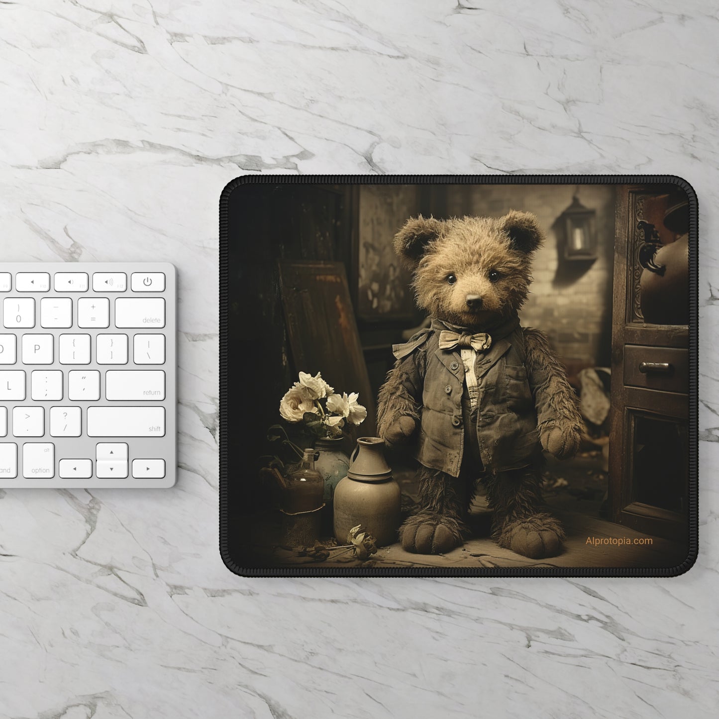 Mouse Pad. Teddy Bear. Vintage. Photography. AI art.