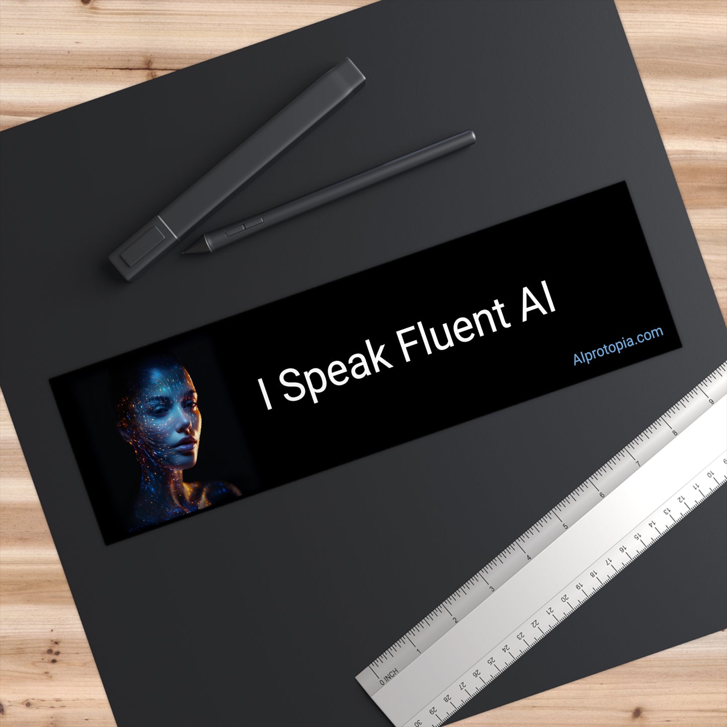 Bumper Sticker 11.5" x 3". I speak Fluent AI.