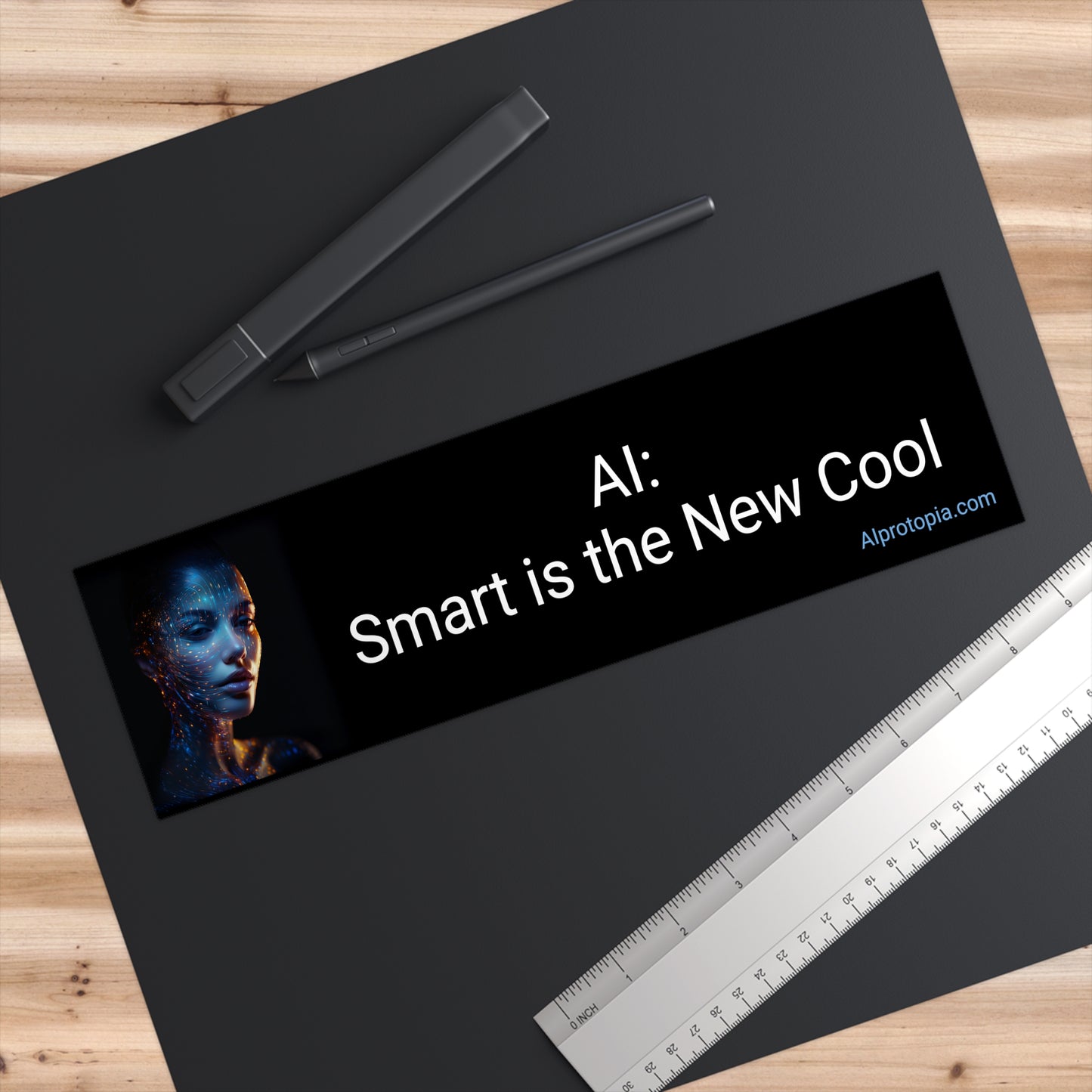 Bumper Sticker 11.5" x 3". AI: "Smart is the New Cool"