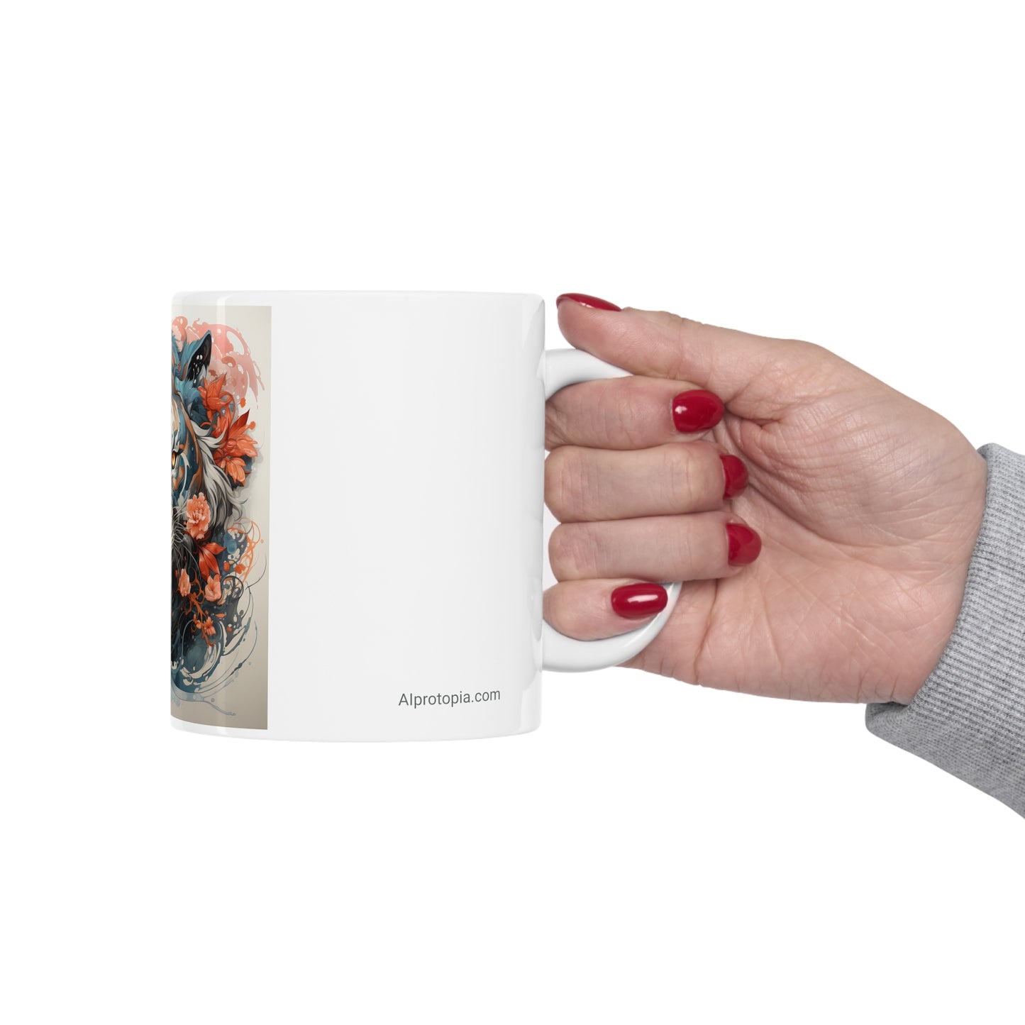 Ceramic Mug 11oz. AI: Strength in Every Byte. AI Mug. Coffee Mugs. Tiger. AI Art.