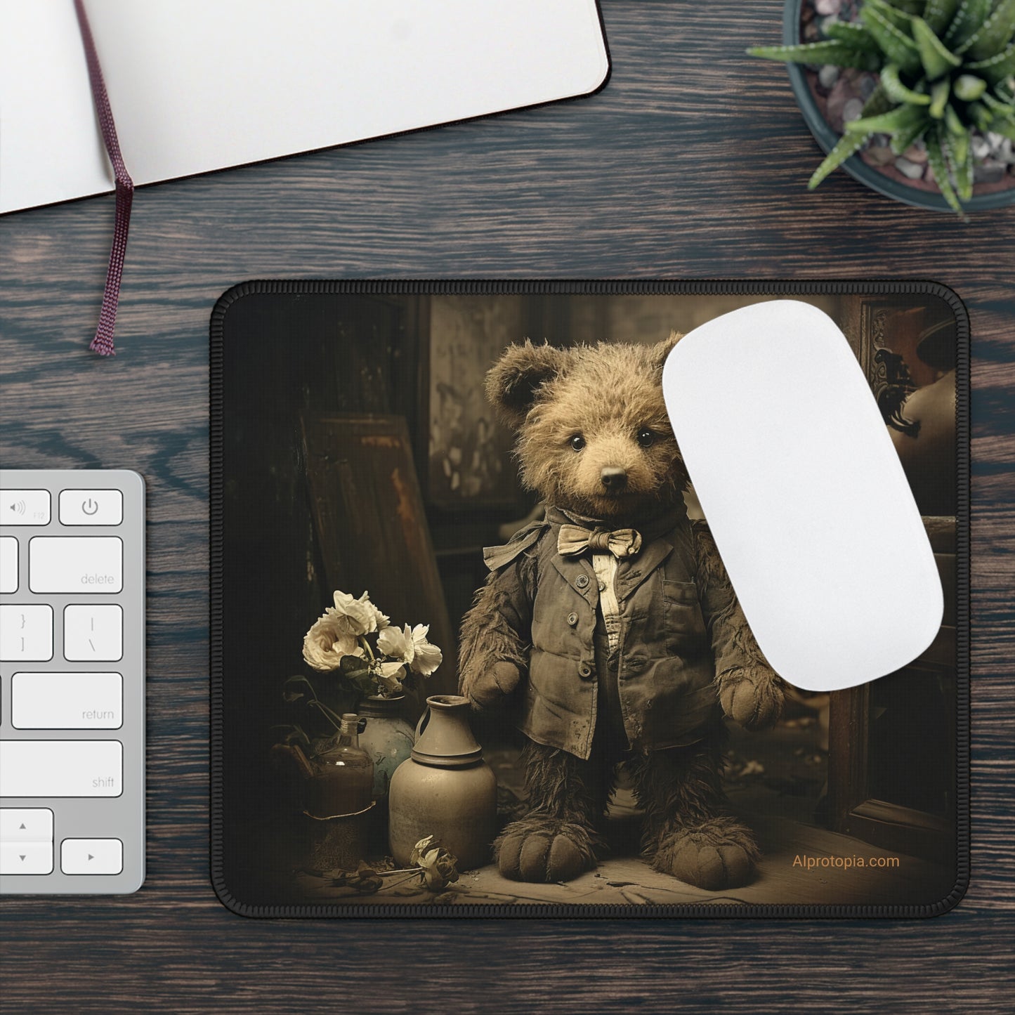 Mouse Pad. Teddy Bear. Vintage. Photography. AI art.