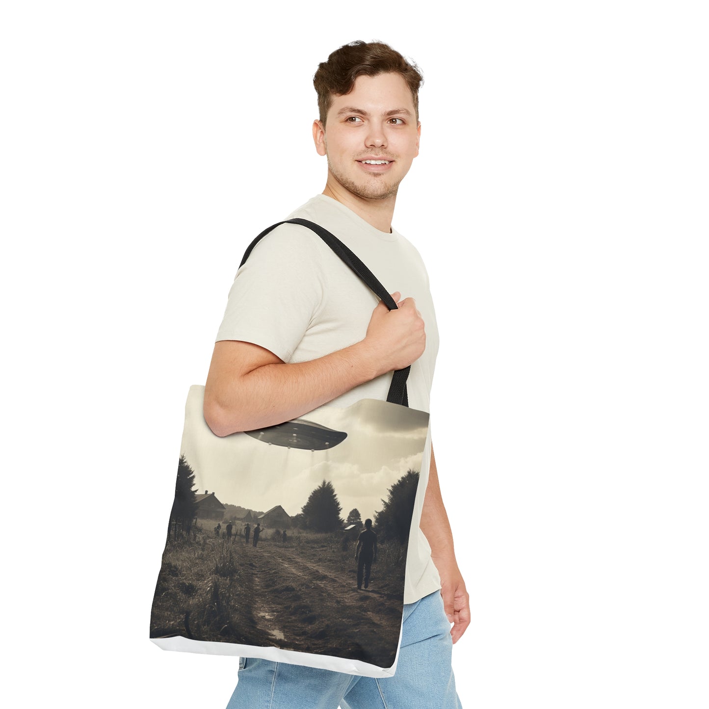 Tote Bag (AOP) UFO: I DO Believe.