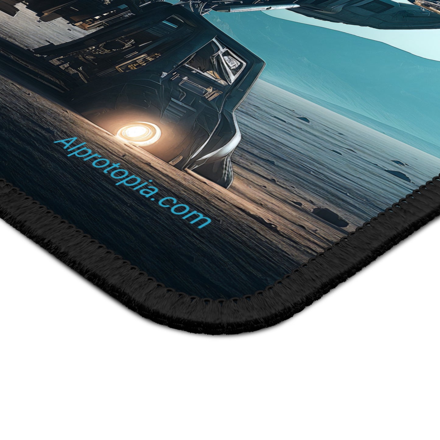 Starship on Alien World Mouse Pad. Space. Sci-Fi. Spaceships. AI Art.