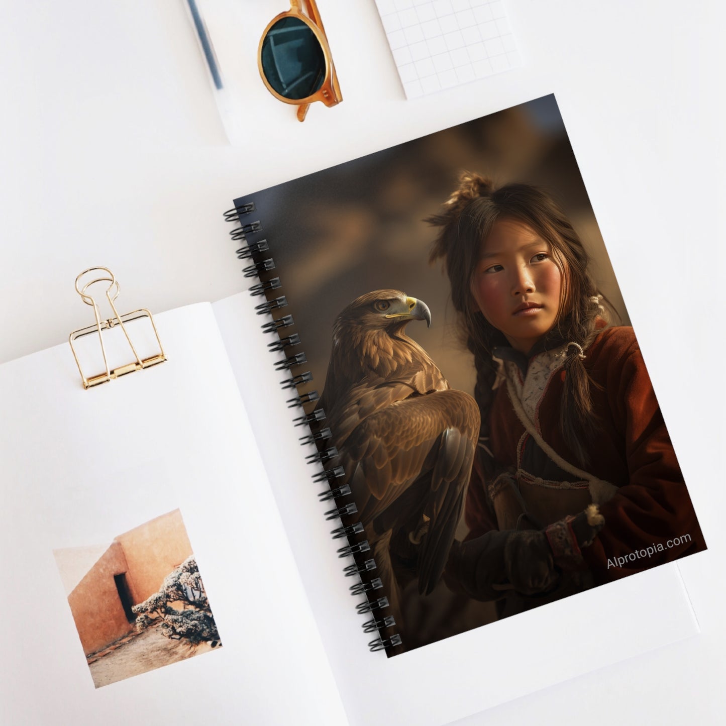 Spiral Notebook - Ruled Line. Kazakh Eagle Huntress.