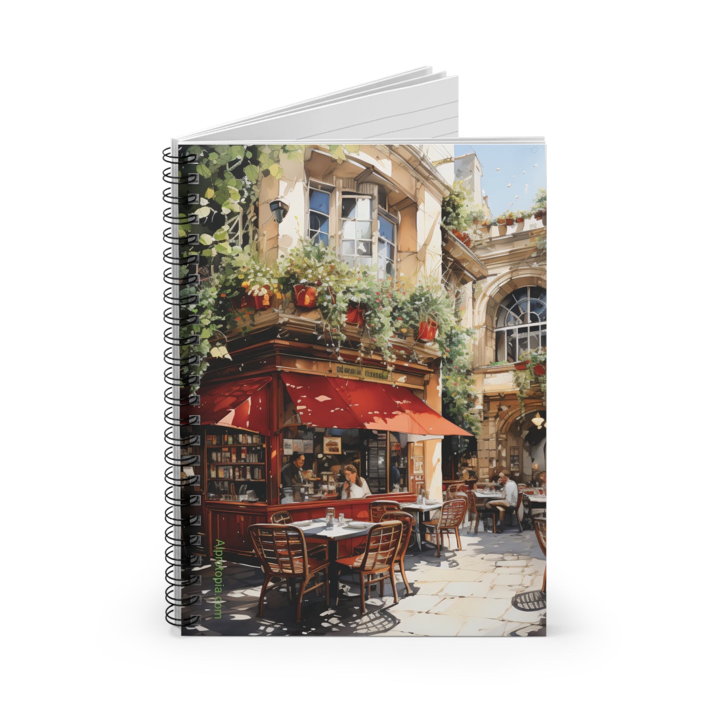 Spiral Notebook - Ruled Line. Italian Cafe. Italy. AI Art. Coffee. Cafe.