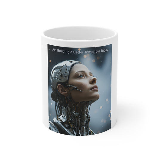 Ceramic Mug 11oz. AI: Building a Better Tomorrow Today. AI Mug. Coffee Mugs. Future.