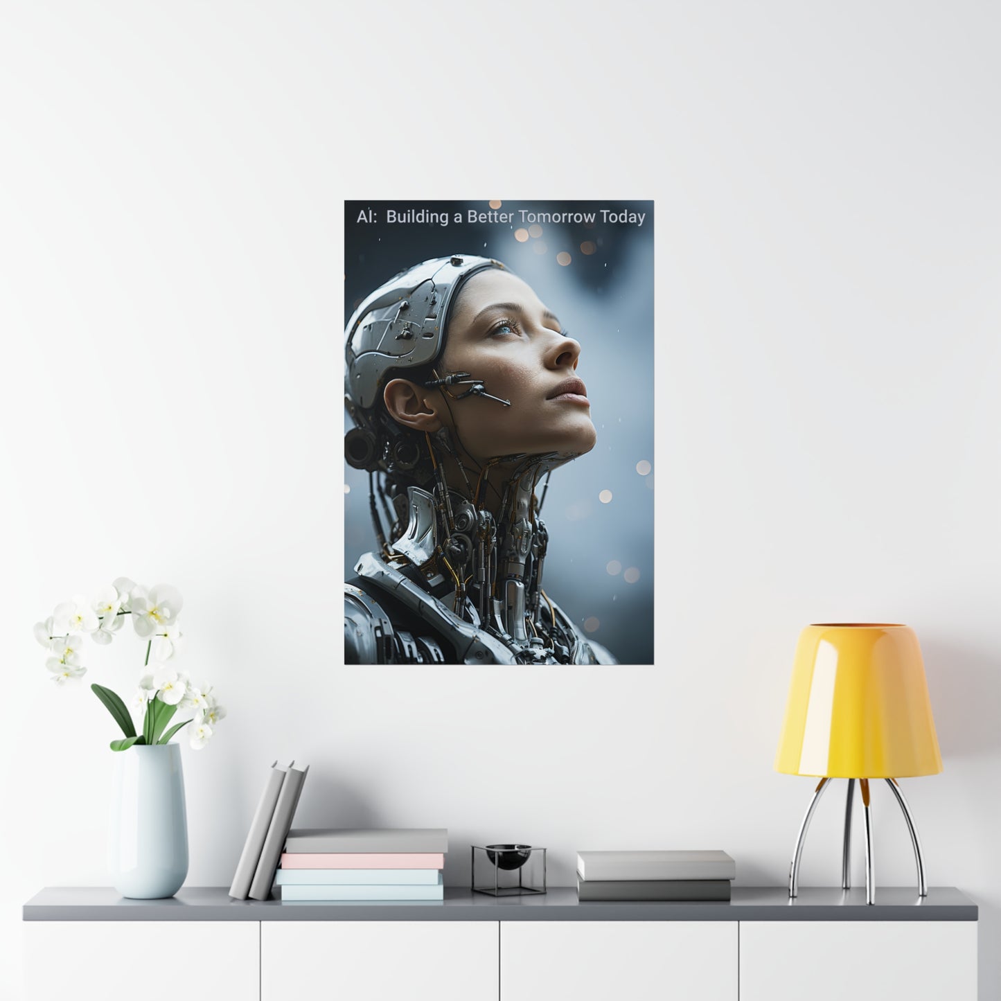 Premium Matte Vertical Poster. AI: Building a Better Tomorrow Today. AI Poster. Artificial Intelligence.