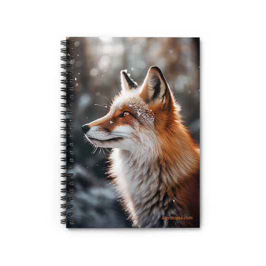 Fox in Snow Spiral Notebook - Ruled Line. Fox. AI Art. AI Notebook. AI Notepad. Animals.