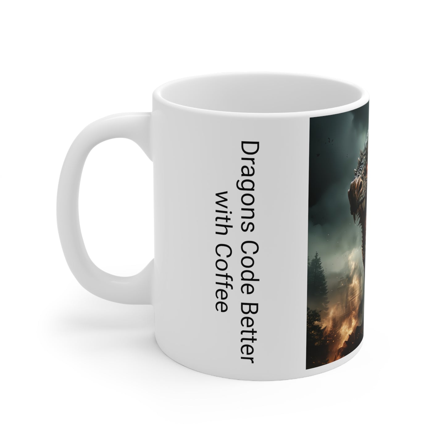 Dragons Code Better with Coffee. AI Coffee Mug. AI Gift. Machine Learning Gift. Artificial Intelligence Gift. Ceramic Mug 11oz.