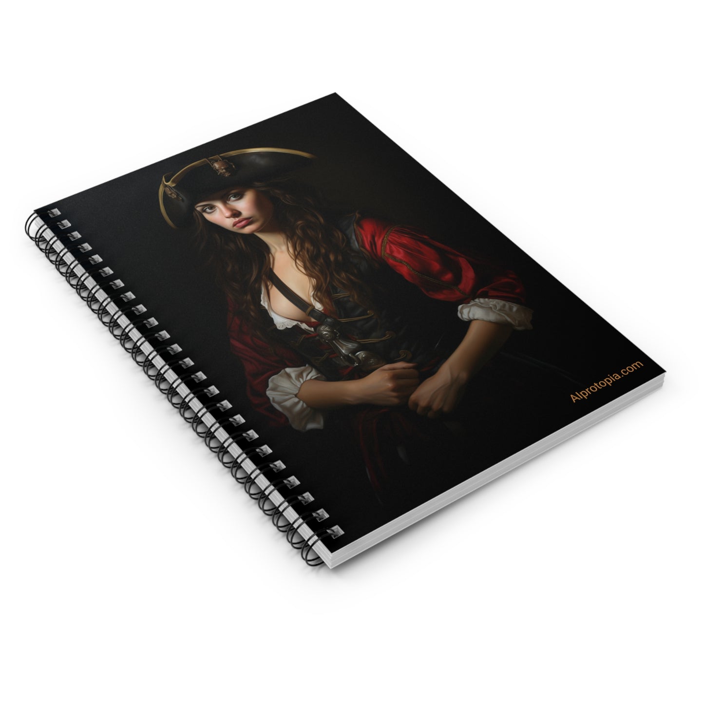 Pirate Queen Spiral Notebook. AI art. Pirates. Pirate Art.