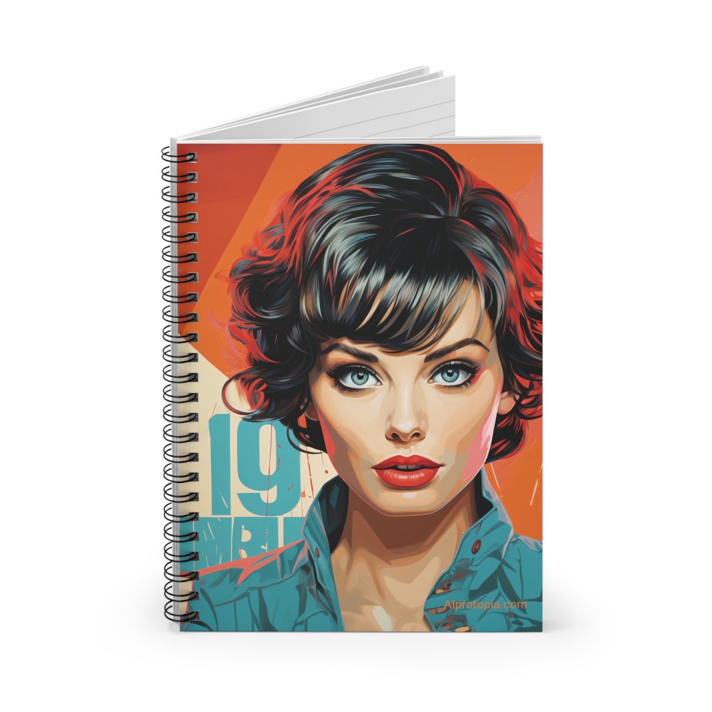 Spiral Notebook - Ruled Line. Italian 19. Italy. AI Art. Pop Art.