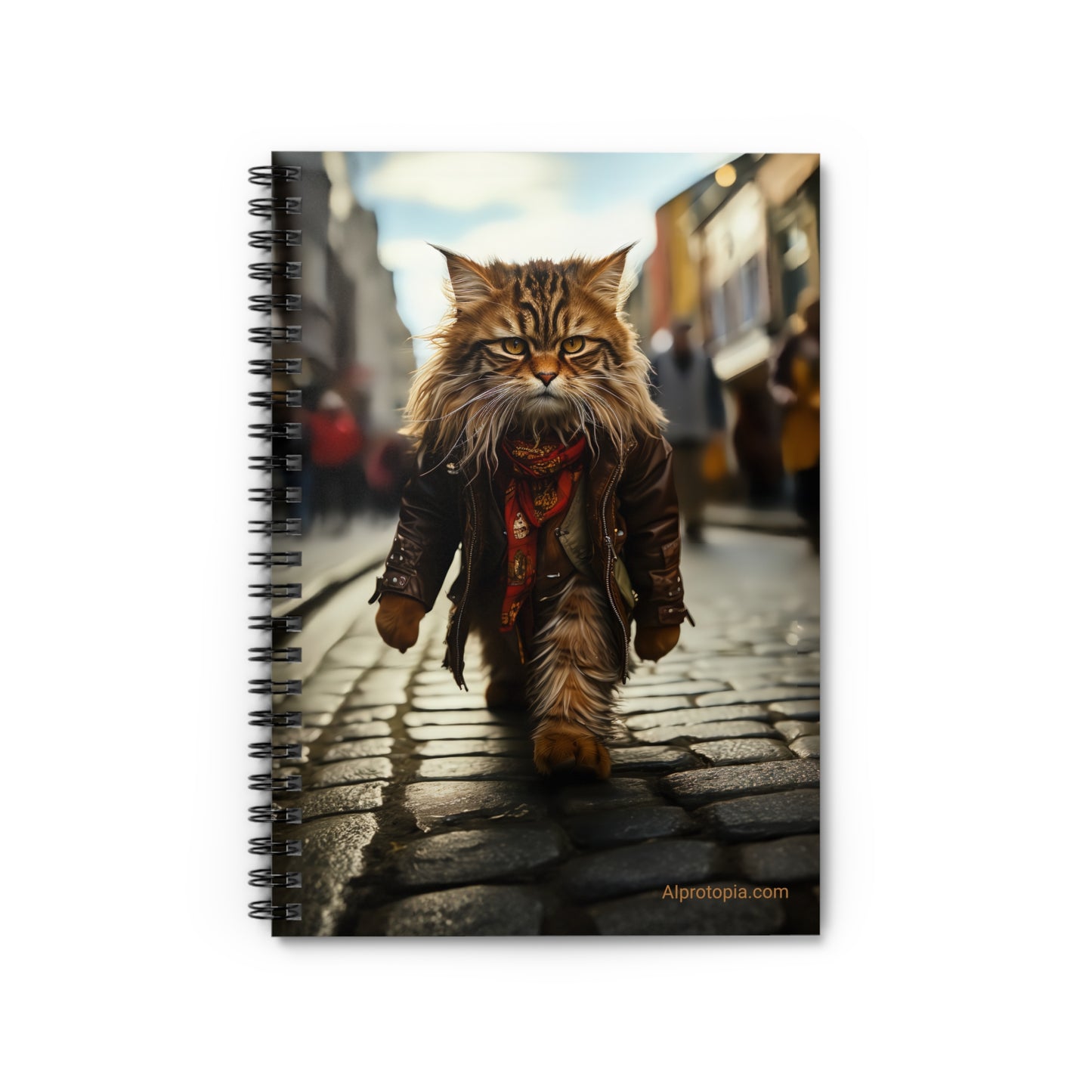Spiral Notebook - Ruled Line. Hippy Cat. Cats. AI art.