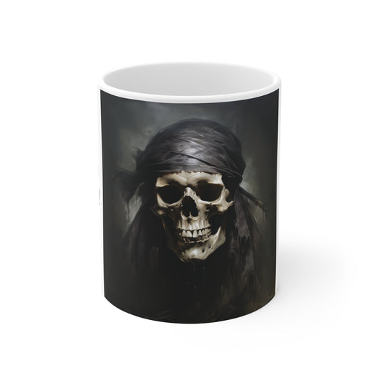 Pirate Skull. Pirates. Skulls. Pirate Art. AI Art. Artificial Intelligence Gift. Ceramic Mug 11oz.