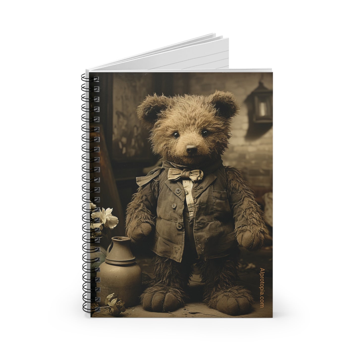 Spiral Notebook - Ruled Line. Vintage Teddy Bear