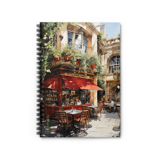 Spiral Notebook - Ruled Line. Italian Cafe. Italy. AI Art. Coffee. Cafe.