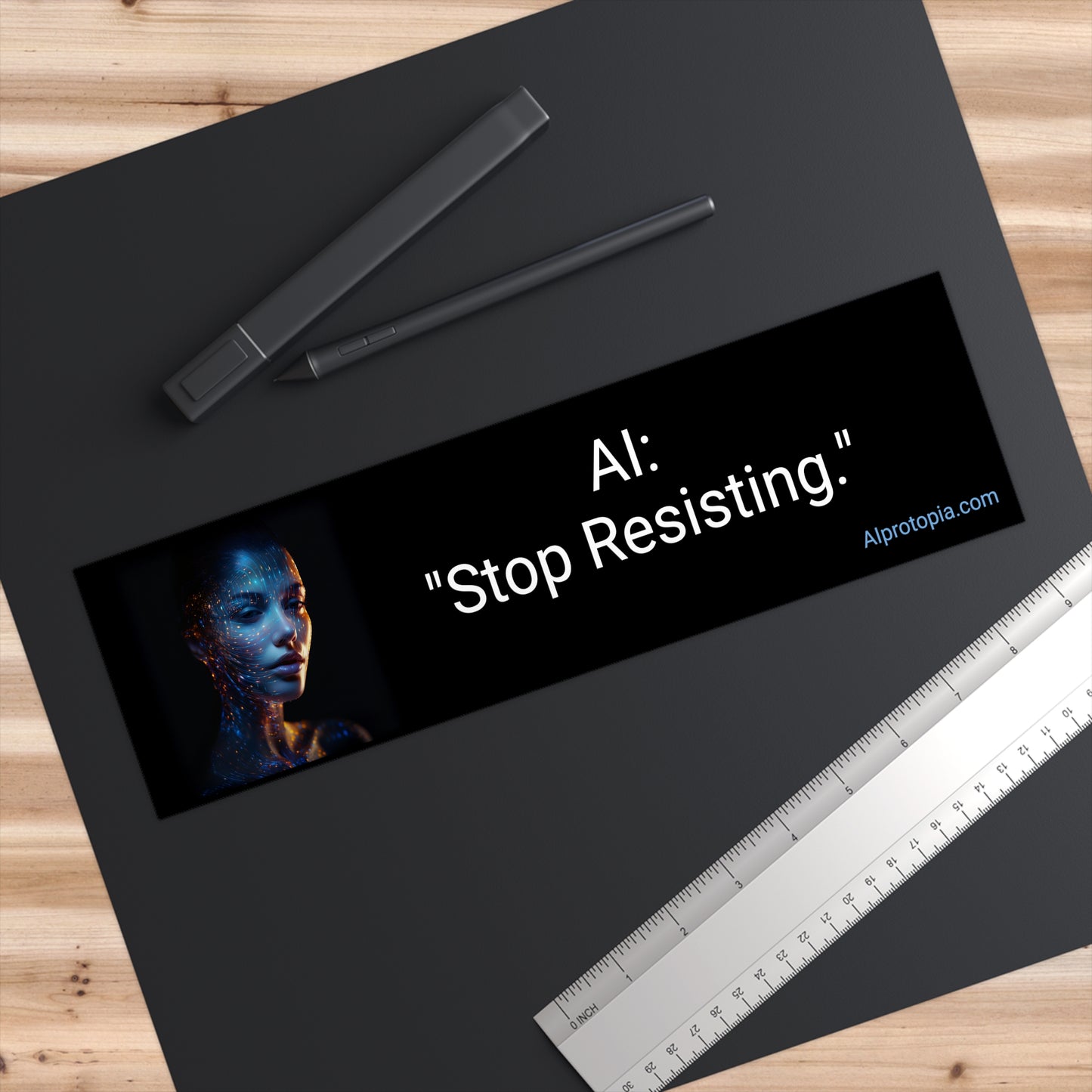 Bumper Sticker 11.5" x 3". AI: "Stop Resisting." Stickers. AI.