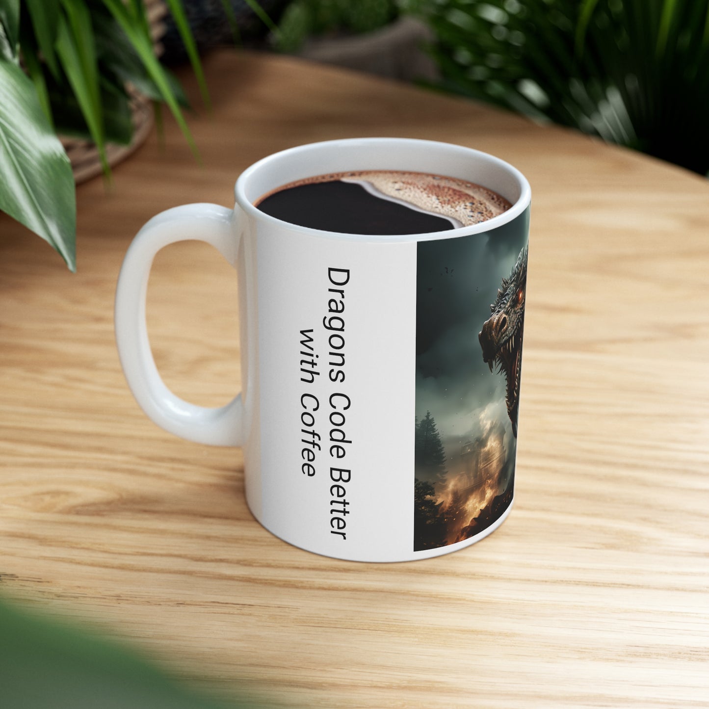 Dragons Code Better with Coffee. AI Coffee Mug. AI Gift. Machine Learning Gift. Artificial Intelligence Gift. Ceramic Mug 11oz.