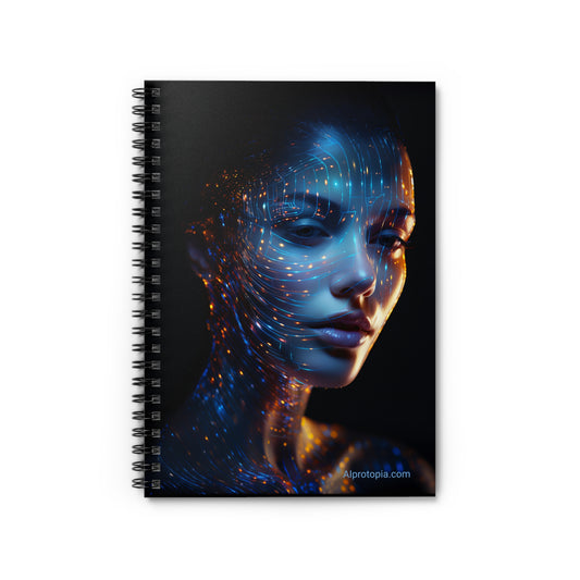 Spiral Notebook - Ruled Line. AIprotopia logo. AI Art. AI Notebook. AI Notepad.