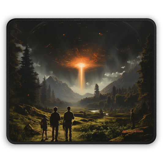 Close Encounter Mouse Pad. Alien. Sci-Fi. Space. UFO. UAP. AI Art.