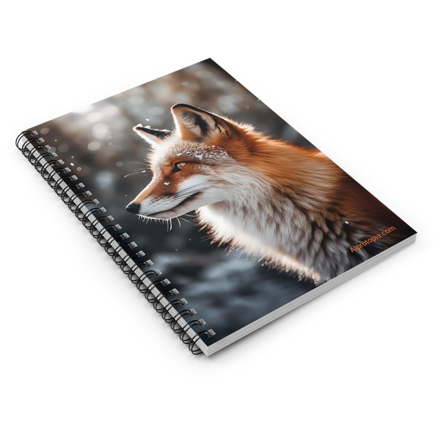 Fox in Snow Spiral Notebook - Ruled Line. Fox. AI Art. AI Notebook. AI Notepad. Animals.