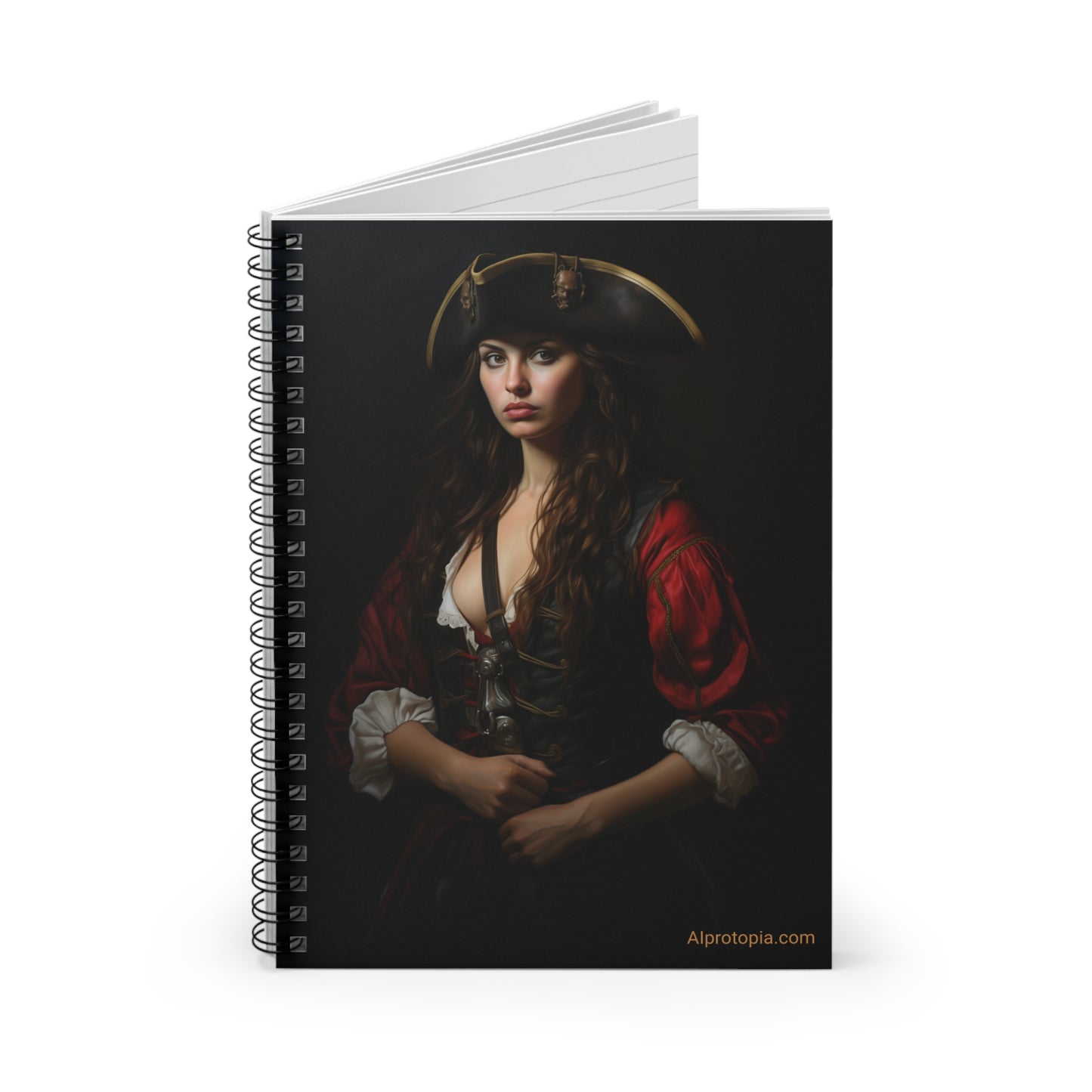 Pirate Queen Spiral Notebook. AI art. Pirates. Pirate Art.