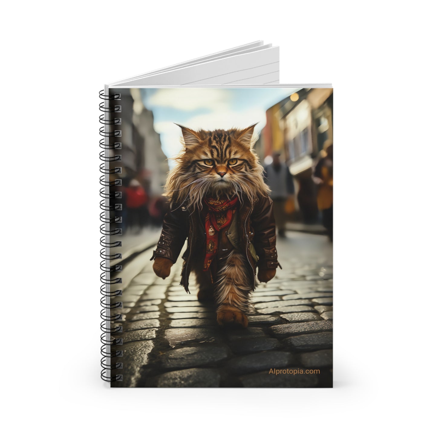 Spiral Notebook - Ruled Line. Hippy Cat. Cats. AI art.