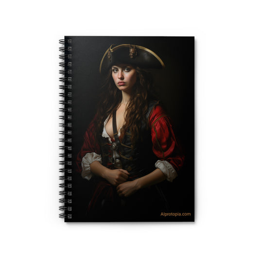 Pirate Queen Spiral Notebook. AI art. Pirates. Pirate Art.